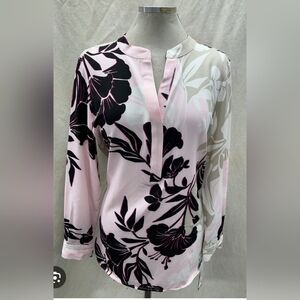 Floral Print Women's Top - Pink and Black